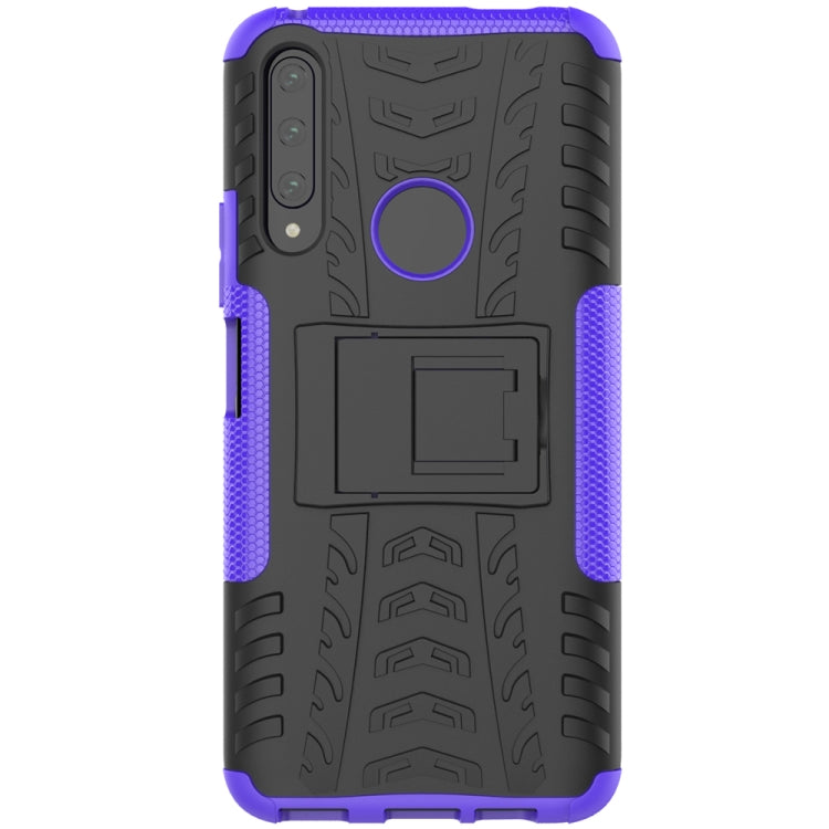 For Huawei Y9 Prime Tire Texture Shockproof TPU+PC Protective Case with Holder