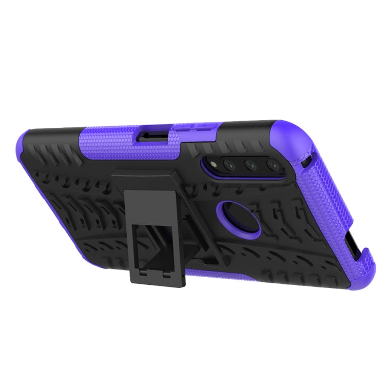 For Huawei Y9 Prime Tire Texture Shockproof TPU+PC Protective Case with Holder