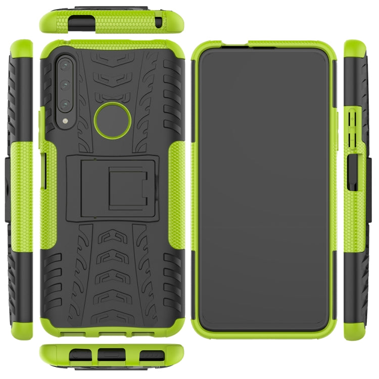 For Huawei Y9 Prime Tire Texture Shockproof TPU+PC Protective Case with Holder