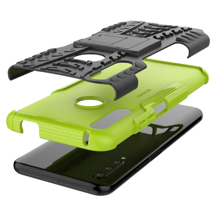 For Huawei Y9 Prime Tire Texture Shockproof TPU+PC Protective Case with Holder