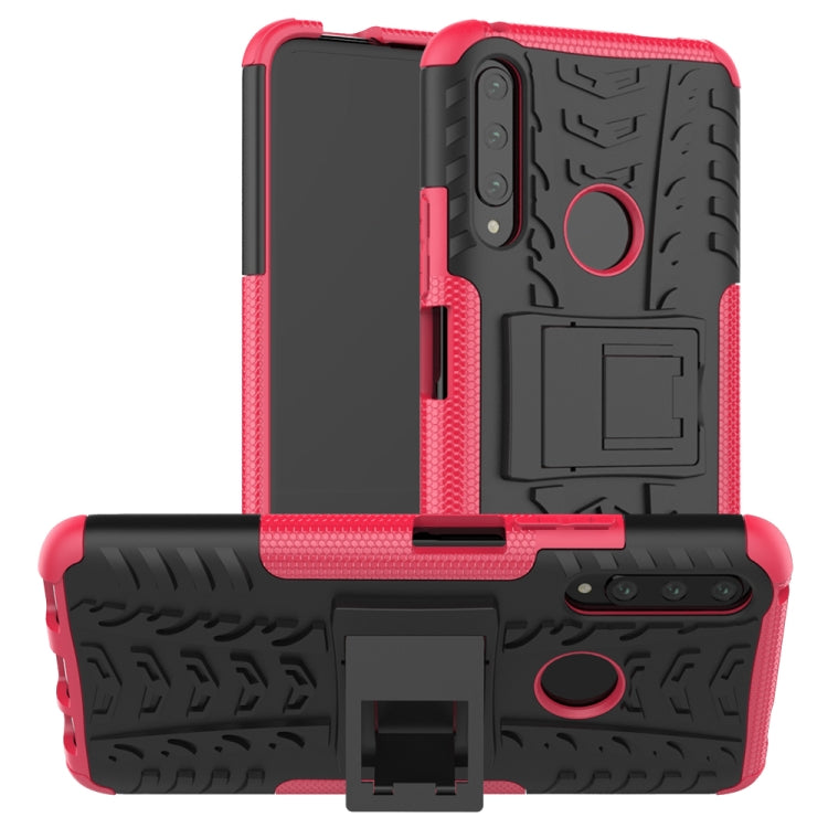 For Huawei Y9 Prime Tire Texture Shockproof TPU+PC Protective Case with Holder
