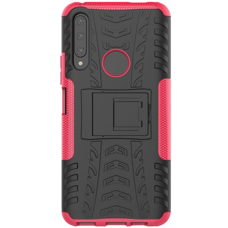 For Huawei Y9 Prime Tire Texture Shockproof TPU+PC Protective Case with Holder