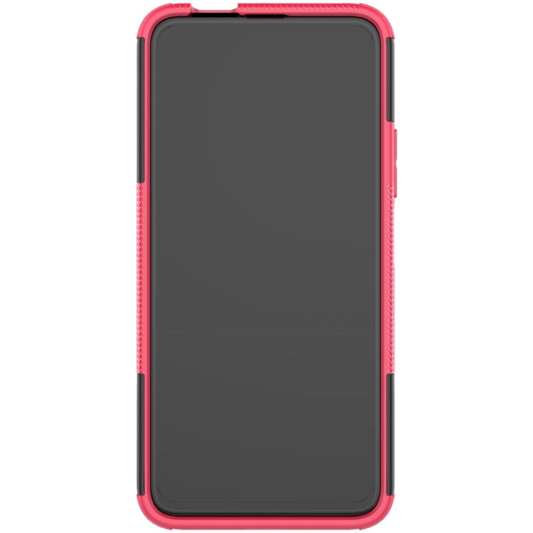 For Huawei Y9 Prime Tire Texture Shockproof TPU+PC Protective Case with Holder