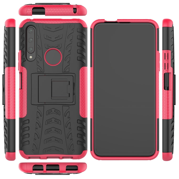For Huawei Y9 Prime Tire Texture Shockproof TPU+PC Protective Case with Holder