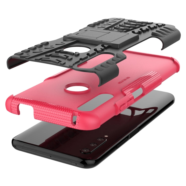 For Huawei Y9 Prime Tire Texture Shockproof TPU+PC Protective Case with Holder