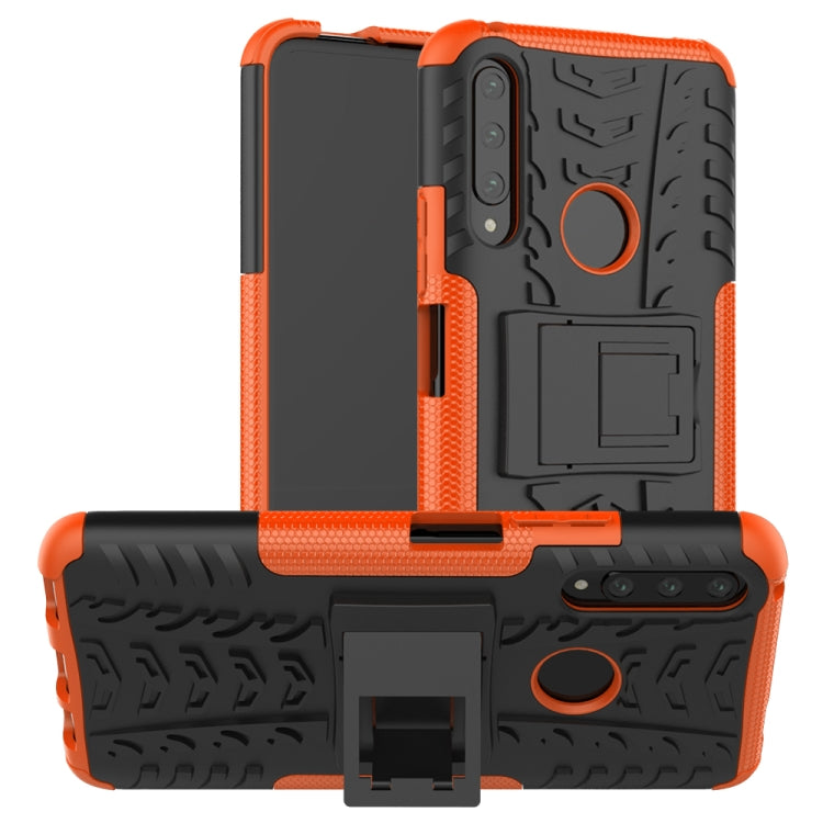 For Huawei Y9 Prime Tire Texture Shockproof TPU+PC Protective Case with Holder