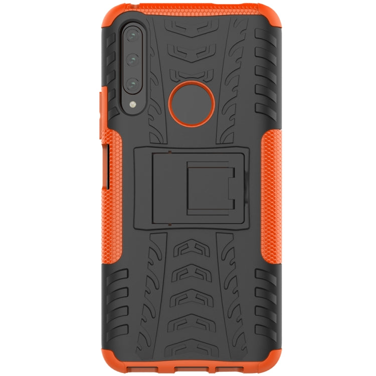 For Huawei Y9 Prime Tire Texture Shockproof TPU+PC Protective Case with Holder