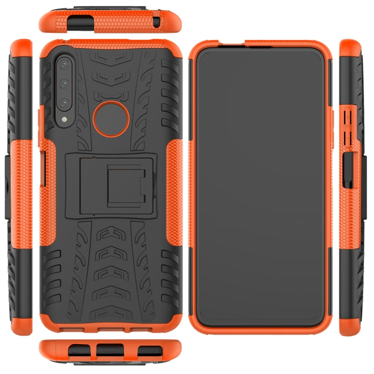 For Huawei Y9 Prime Tire Texture Shockproof TPU+PC Protective Case with Holder