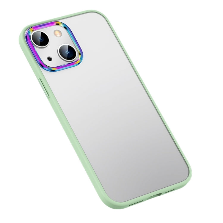For iPhone 14 Colorful Metal Lens Ring Matte PC + TPU Phone Case