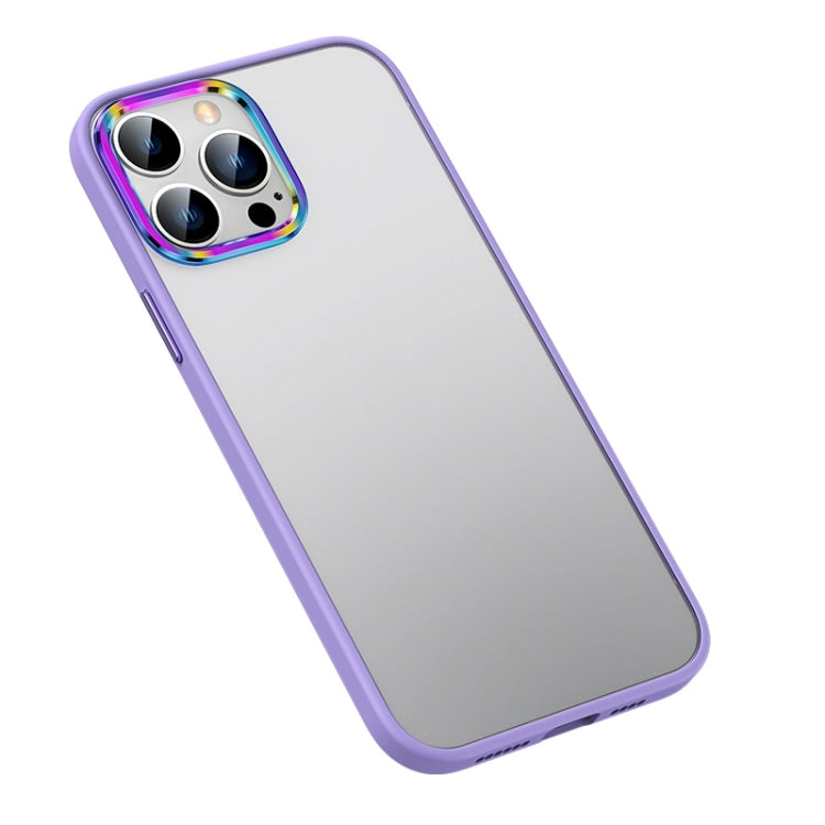 For iPhone 14 Pro Max Colorful Metal Lens Ring Matte PC + TPU Phone Case