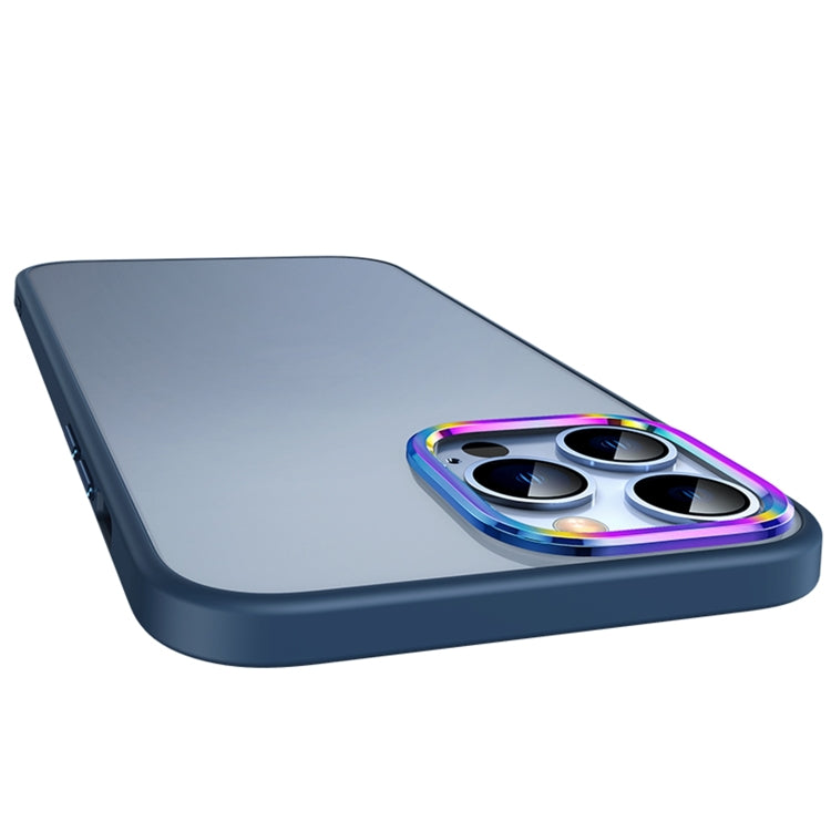 For iPhone 14 Pro Max Colorful Metal Lens Ring Matte PC + TPU Phone Case