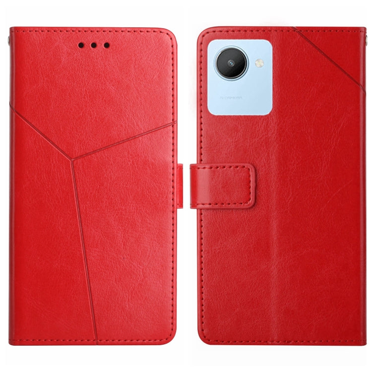 For OPPO Realme C30 HT01 Y-shaped Pattern Flip Leather Phone Case