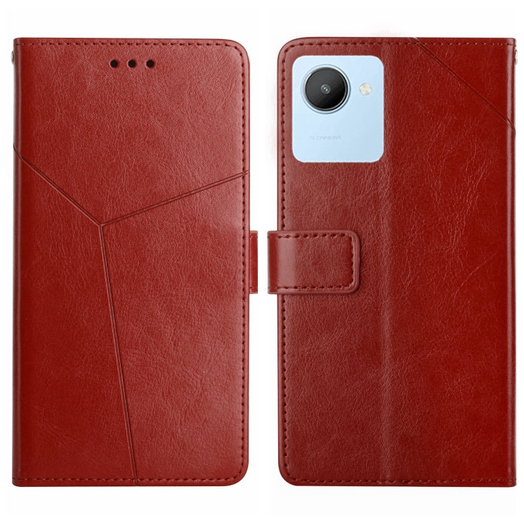 For OPPO Realme C30 HT01 Y-shaped Pattern Flip Leather Phone Case