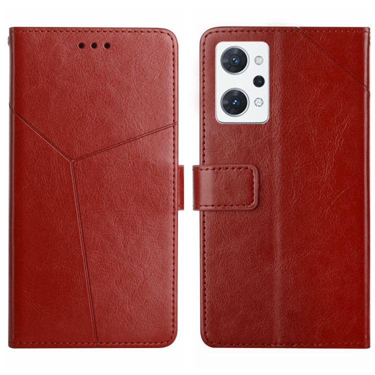 For OPPO Reno7 A HT01 Y-shaped Pattern Flip Leather Phone Case