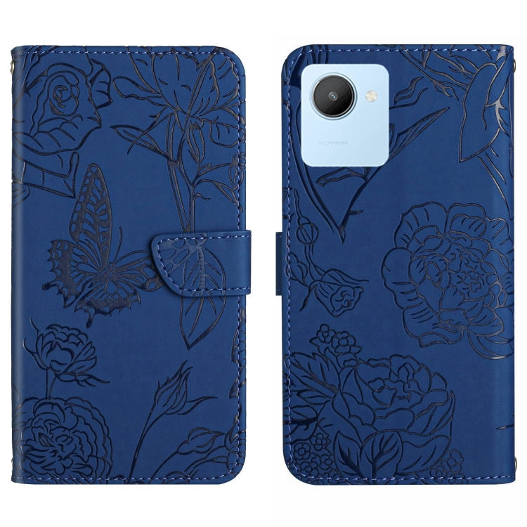For OPPO Realme C30 HT03 Skin Feel Butterfly Embossed Flip Leather Phone Case