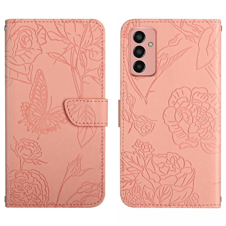 For Samsung Galaxy M13 HT03 Skin Feel Butterfly Embossed Flip Leather Phone Case