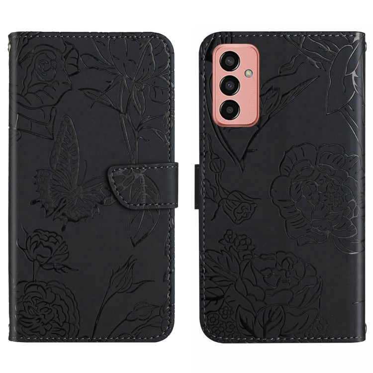 For Samsung Galaxy M13 HT03 Skin Feel Butterfly Embossed Flip Leather Phone Case