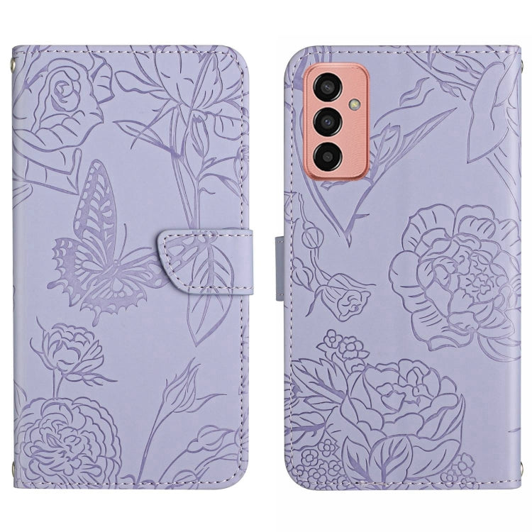 For Samsung Galaxy M13 HT03 Skin Feel Butterfly Embossed Flip Leather Phone Case