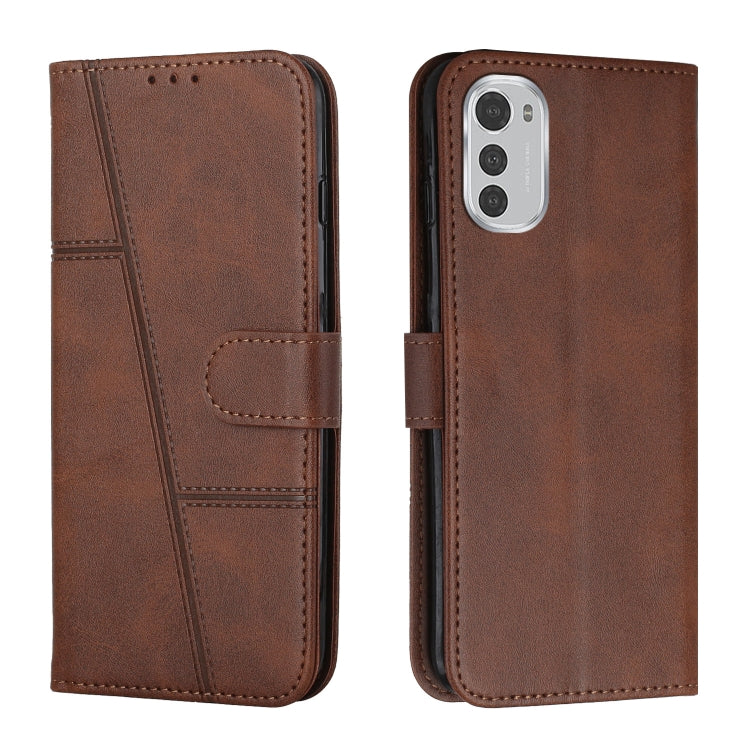 For Motorola Moto E32 4G / E32s Stitching Calf Texture Buckle Leather Phone Case