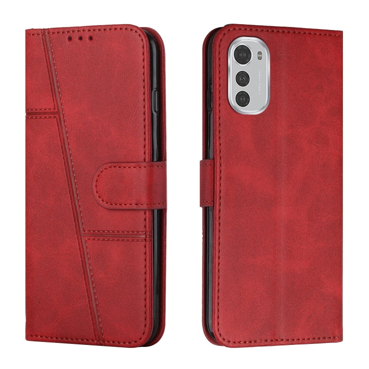 For Motorola Moto E32 4G / E32s Stitching Calf Texture Buckle Leather Phone Case