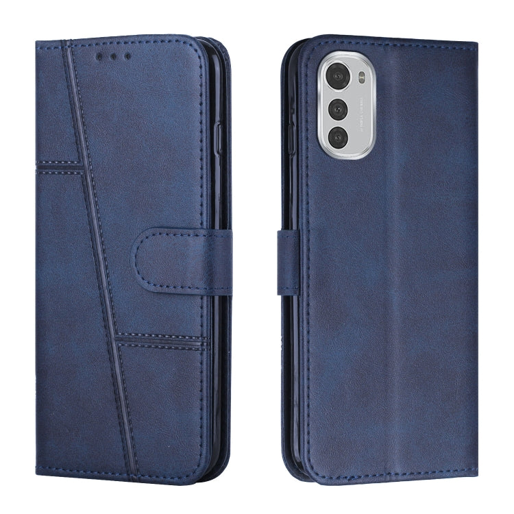 For Motorola Moto E32 4G / E32s Stitching Calf Texture Buckle Leather Phone Case