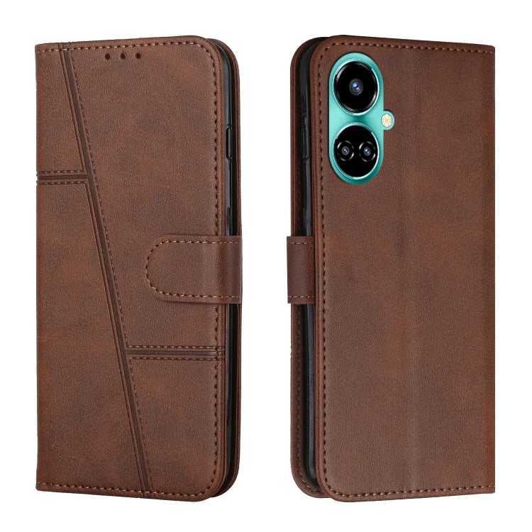 For Tecno Camon 19 Stitching Calf Texture Buckle Leather Phone Case