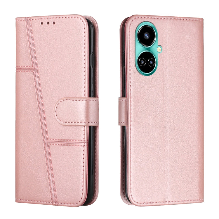 For Tecno Camon 19 Stitching Calf Texture Buckle Leather Phone Case