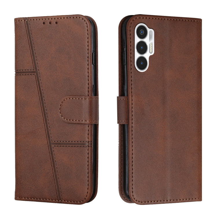 For Tecno Pova 3 Stitching Calf Texture Buckle Leather Phone Case