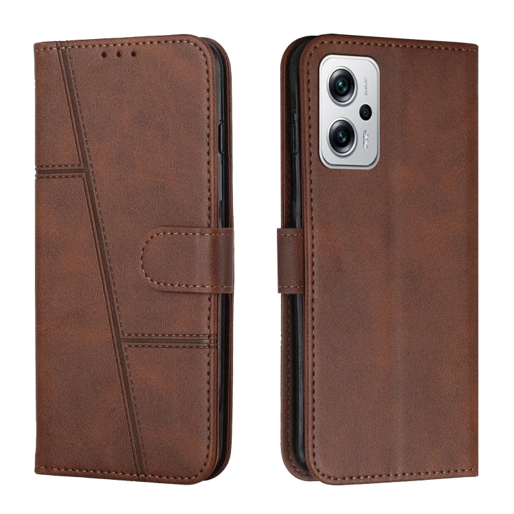 For Xiaomi Redmi Note 11T Pro / Pro+ 5G Stitching Calf Texture Buckle Leather Phone Case