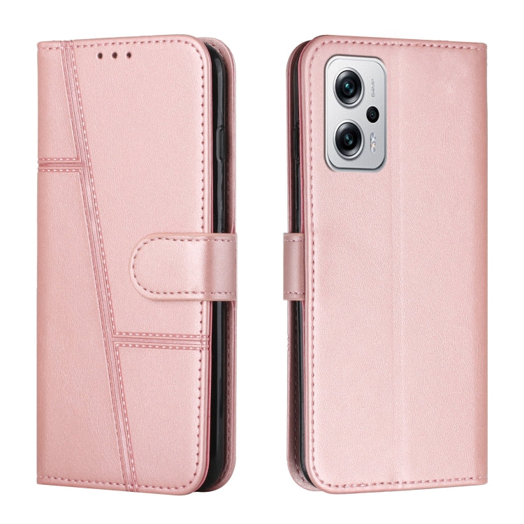 For Xiaomi Redmi Note 11T Pro / Pro+ 5G Stitching Calf Texture Buckle Leather Phone Case