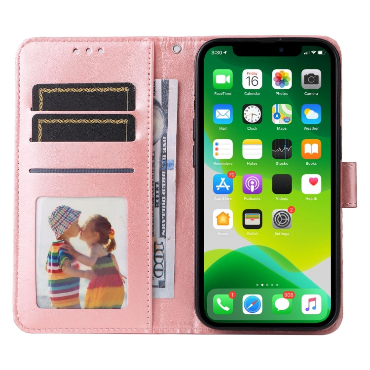 For iPhone 13 mini Embossed Sunflower Leather Phone Case