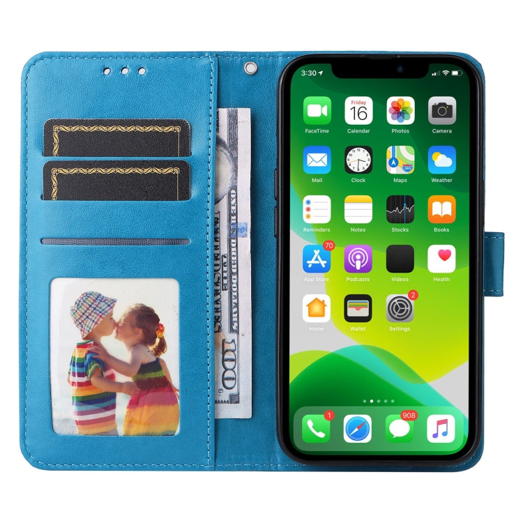 For iPhone 13 mini Embossed Sunflower Leather Phone Case