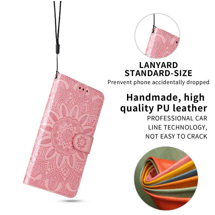 For iPhone 12 mini Embossed Sunflower Leather Phone Case