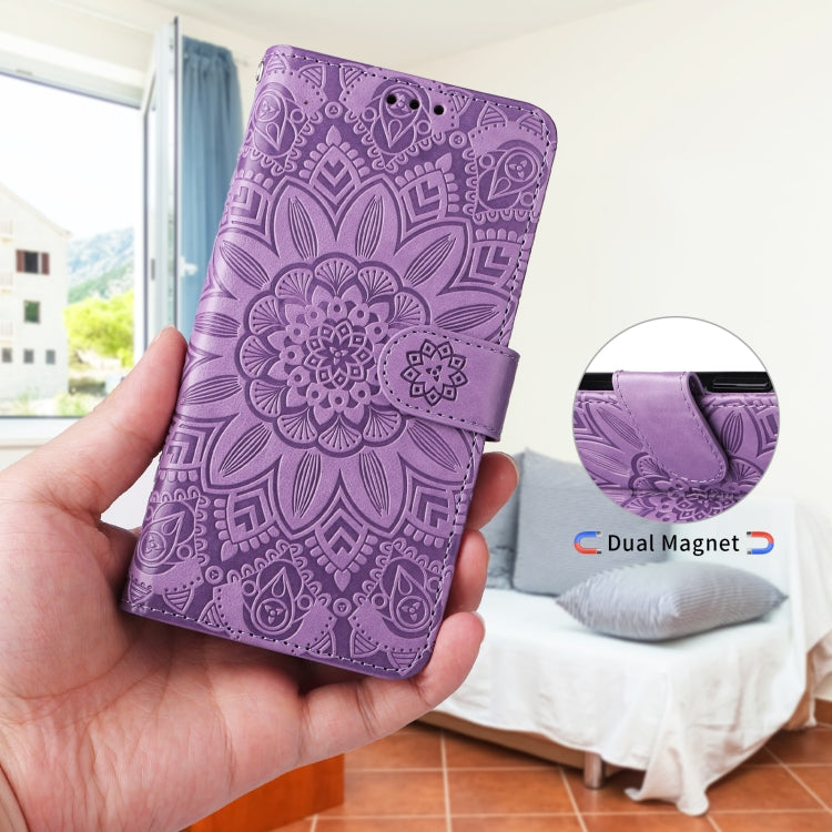For iPhone 12 Pro Max Embossed Sunflower Leather Phone Case