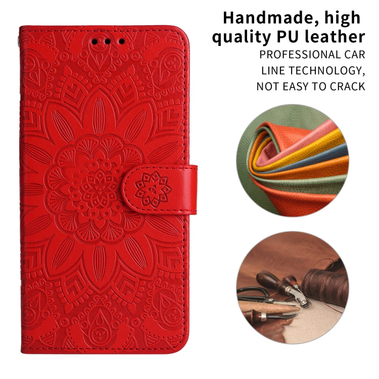 For iPhone 11 Pro Max Embossed Sunflower Leather Phone Case
