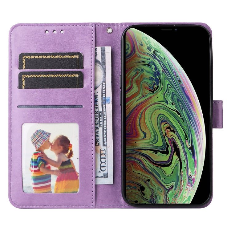 For iPhone XR Embossed Sunflower Leather Phone Case