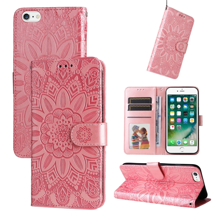 For iPhone SE 2022 / SE 2020 / 8 / 7 Embossed Sunflower Leather Phone Case