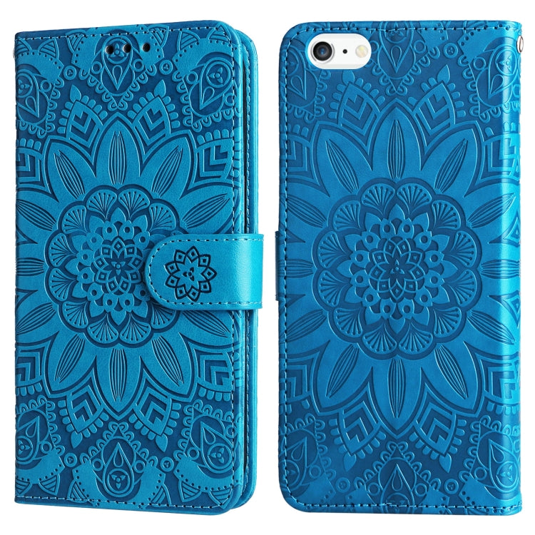 For iPhone SE 2022 / SE 2020 / 8 / 7 Embossed Sunflower Leather Phone Case