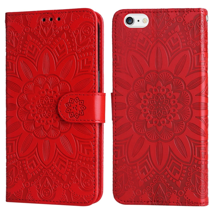 For iPhone SE 2022 / SE 2020 / 8 / 7 Embossed Sunflower Leather Phone Case
