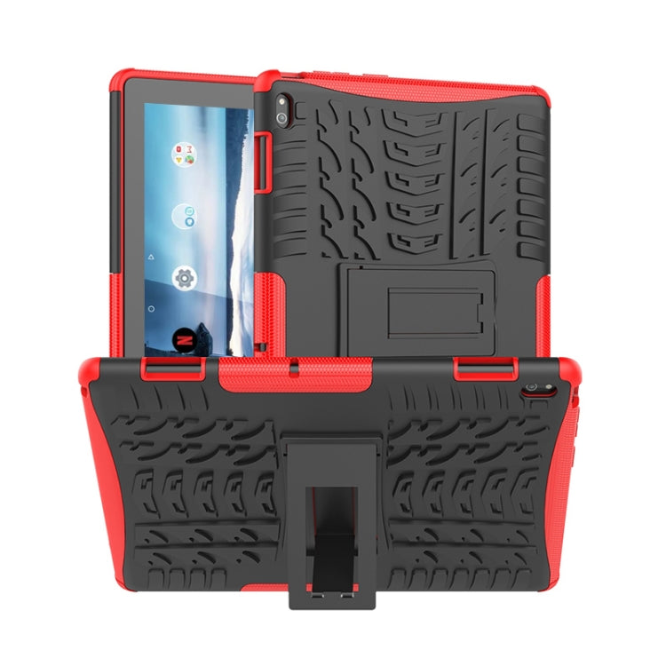For Lenovo Tab E10 Tire Texture Shockproof TPU+PC Protective Case with Holder