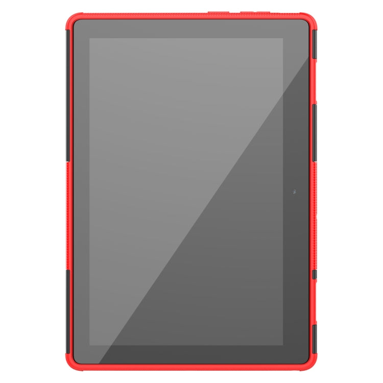 For Lenovo Tab E10 Tire Texture Shockproof TPU+PC Protective Case with Holder