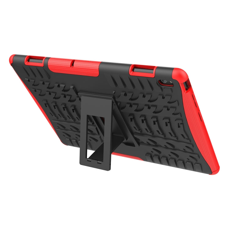 For Lenovo Tab E10 Tire Texture Shockproof TPU+PC Protective Case with Holder