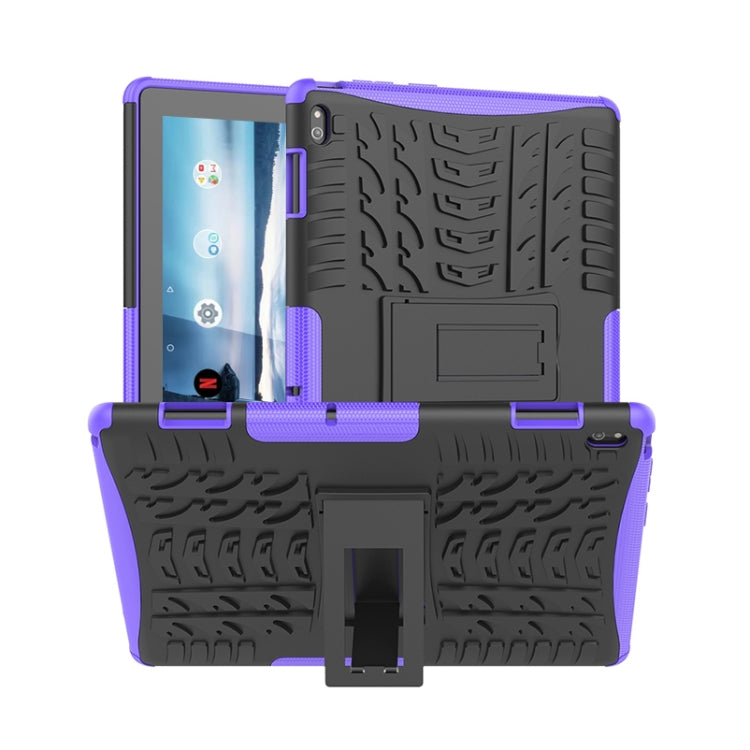 For Lenovo Tab E10 Tire Texture Shockproof TPU+PC Protective Case with Holder