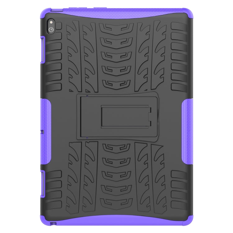 For Lenovo Tab E10 Tire Texture Shockproof TPU+PC Protective Case with Holder