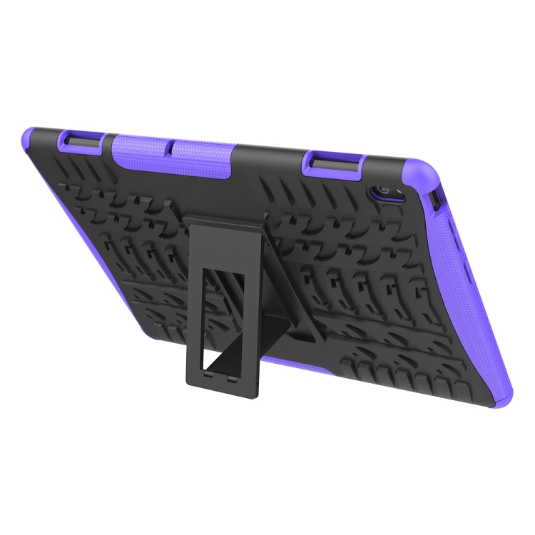 For Lenovo Tab E10 Tire Texture Shockproof TPU+PC Protective Case with Holder