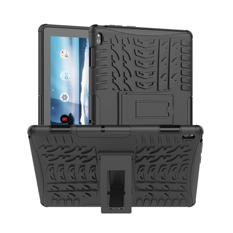 For Lenovo Tab E10 Tire Texture Shockproof TPU+PC Protective Case with Holder