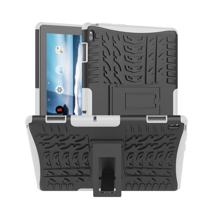 For Lenovo Tab E10 Tire Texture Shockproof TPU+PC Protective Case with Holder