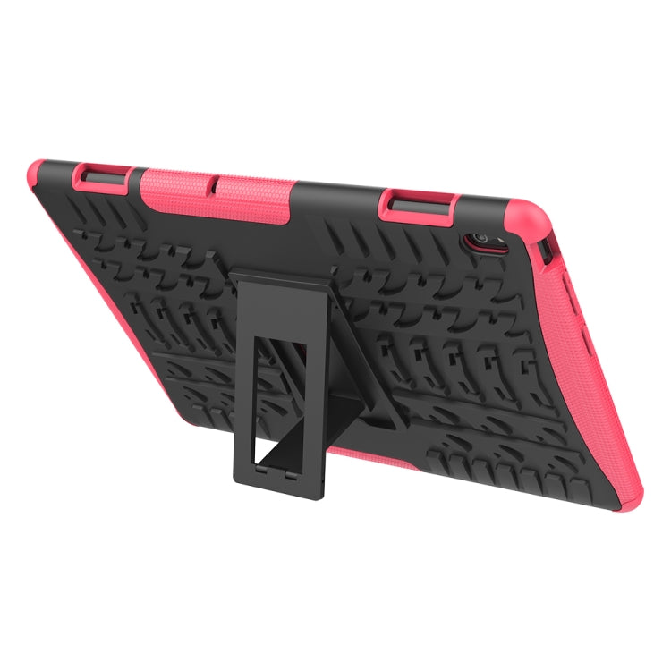 For Lenovo Tab E10 Tire Texture Shockproof TPU+PC Protective Case with Holder