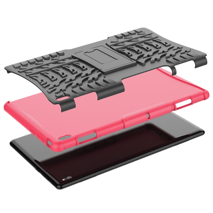 For Lenovo Tab E10 Tire Texture Shockproof TPU+PC Protective Case with Holder
