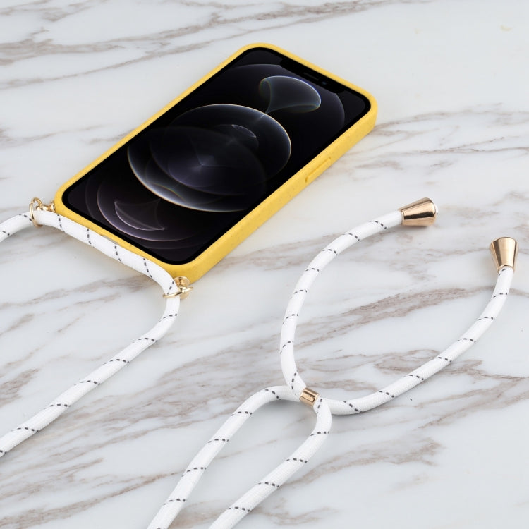 For iPhone 14 Pro Wheat Straw Material + TPU Shockproof Phone Case with Neck Lanyard